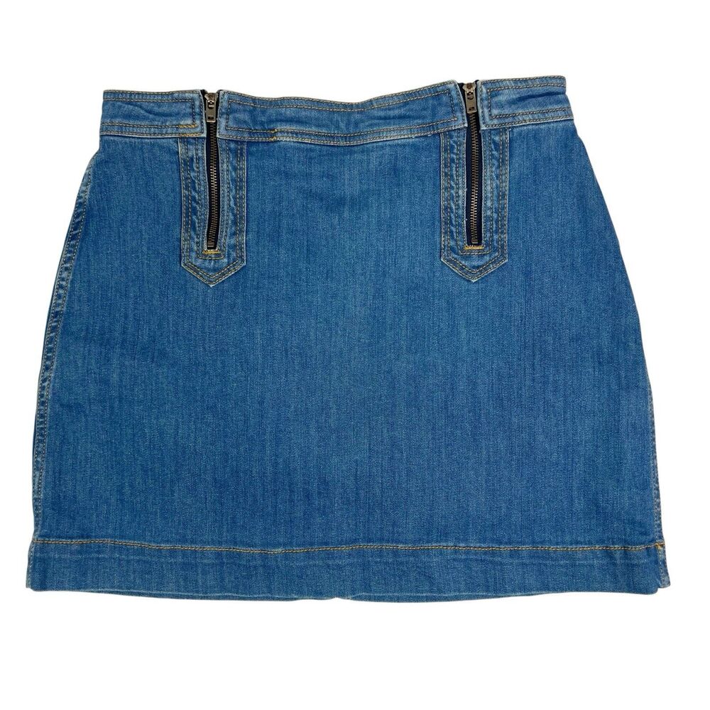 Pilcro And The Letterpress Anthro Denim Zipper Accent Stretch Mini Skirt Size 12